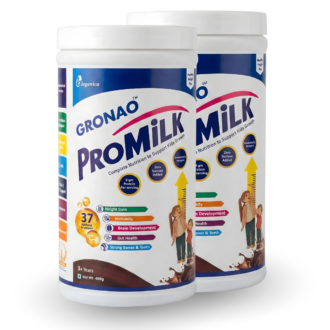 Gronao ProMilk Kids Health Nutrition Drink Powder 3+ years | 9g Protein with DHA, Calcium, Probiotics | Chocolate Flavor 400g - Pack of 2
