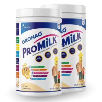 Gronao ProMilk Kids Health Nutrition Drink Powder 3+ years | 9g Protein with DHA, Calcium, Probiotics | Vanilla Ice Cream Flavor 400g - Pack of 2