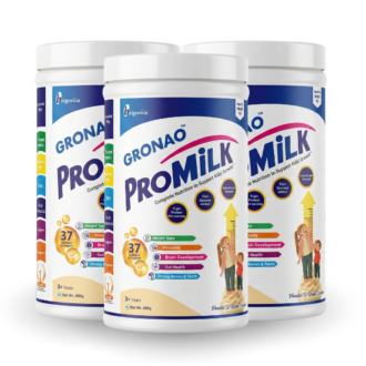 Gronao ProMilk Kids Health Nutrition Drink Powder 3+ years | 9g Protein with DHA, Calcium, Probiotics | Vanilla Ice Cream Flavor 400g - Pack of 3